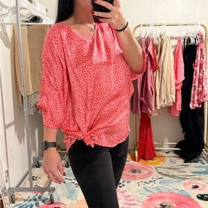 Women's Pink Leopard Print Top